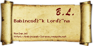Babincsák Loréna névjegykártya